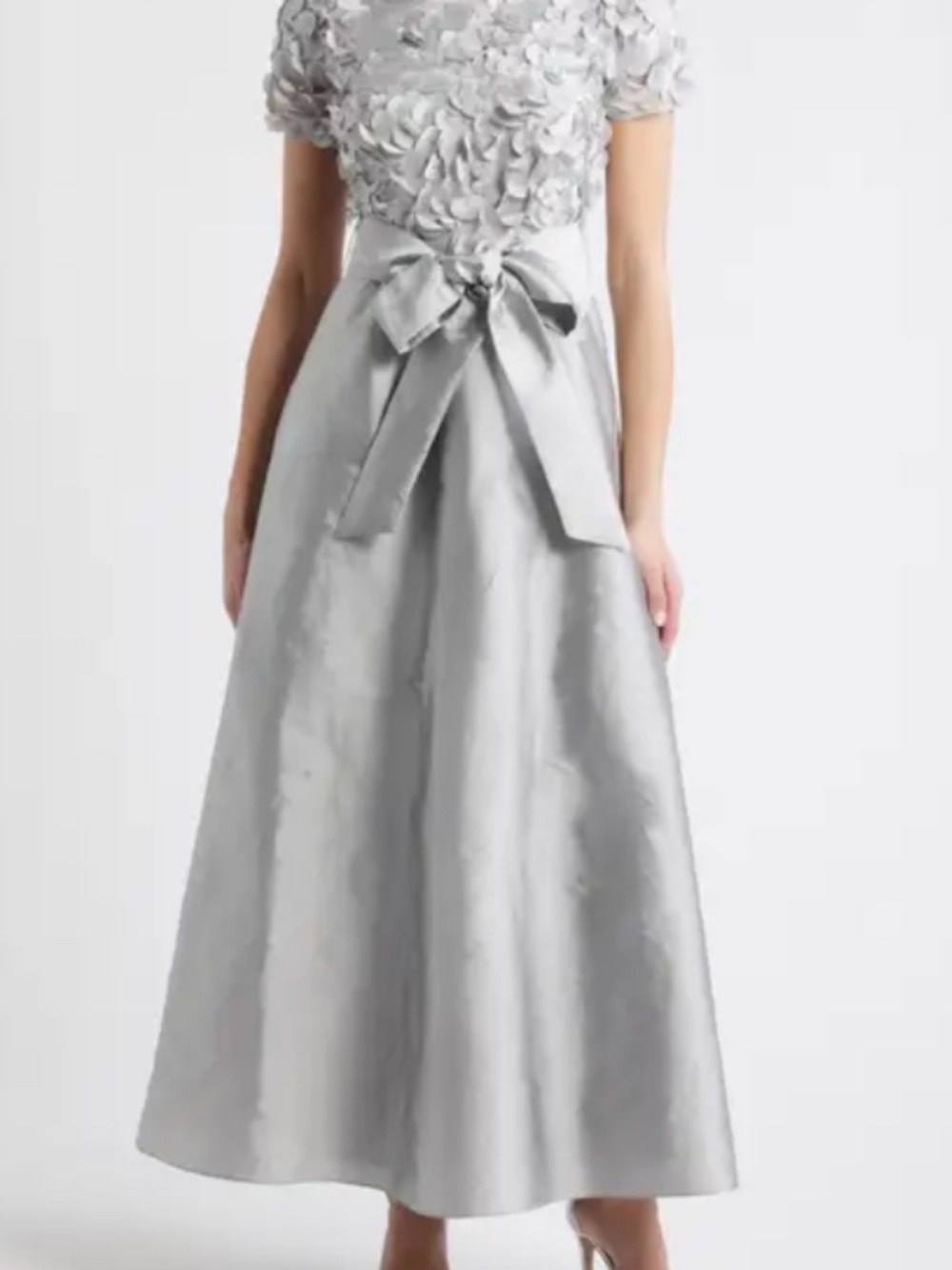 Pisarro Nights Boat Neck Short Sleeve 3D Applique Taffeta Ballgown BRAND NEW